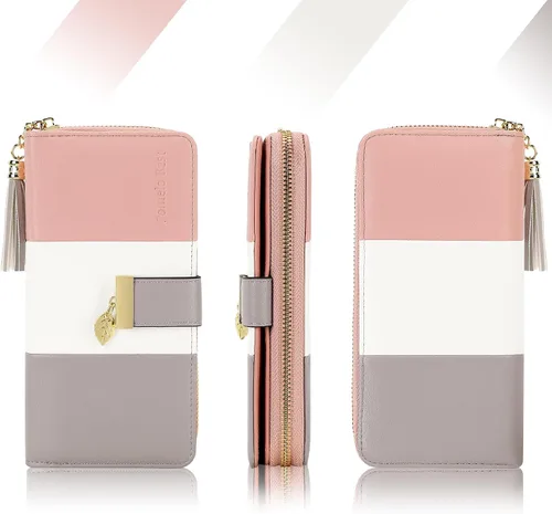 Miniatura 5 de Carteras RFID para mujer con múltiples ranuras para tarjetas y compartimento para teléfono celular, cartera para mujer