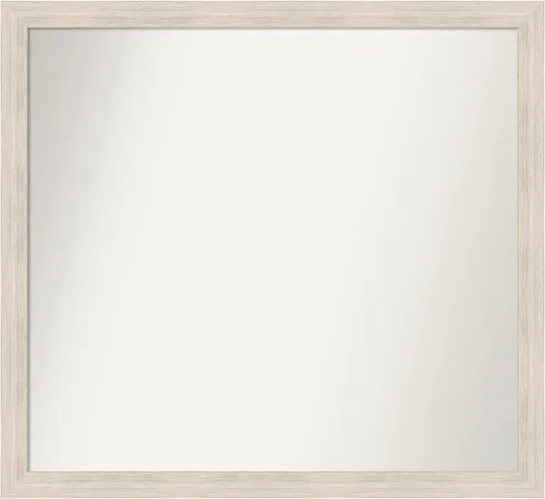 Miniatura 532 de Amanti Art Espejo de baño blanco para sobre el fregadero, 30 x 35 pulgadas, espejo de tocador rectangular estrecho de Eva de oro blanco, marco