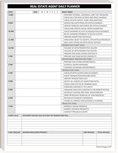 Miniatura 4 de Suministros para agentes inmobiliarios - Bloc de notas de lista de tareas de planificador diario. Documento simple de una página con calendario