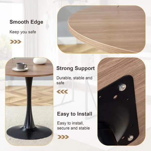 Miniatura 7 de Mesa de comedor redonda para espacios pequeños, mesas de tulipanes de 32 pulgadas con base de pedestal de metal, mesa de bistró para 2/3/4 personas