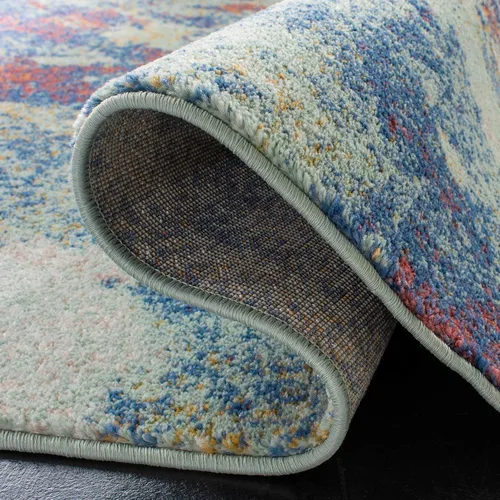 Miniatura 6 de SAFAVIEH Alfombra de 8 x 10 pies – Colección Prism – Grande – Crema y Aqua, diseño abstracto moderno bohemio, no desprende pelusa y fácil