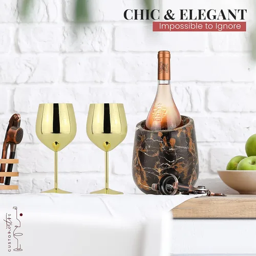 Miniatura 3 de Gusto Nostro Cubo enfriador de vino de mármol, enfriador de botellas de vino de 25.4 fl oz y enfriador de champán para fiesta, cocina, decoración