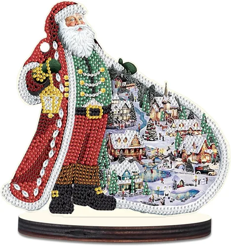 Miniatura 15 de antor Kit de adornos de escritorio con diseño de árbol de Navidad, muñeco de nieve, pintura de diamante, para adultos, principiantes, arte de Árbol