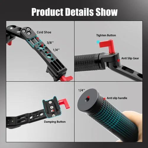 Miniatura 6 de Mango RS4 RS3 Mango ajustable Extensión de mano Extensión de mano Soporte de agarre de aleación de aluminio con abrazadera OTAN compatible con DJI