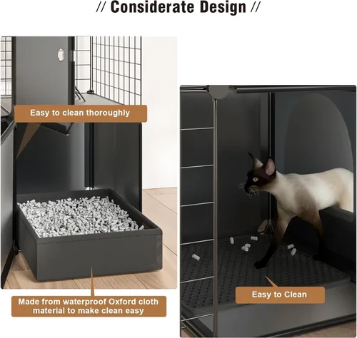 Miniatura 2 de Jaula para gatos para interiores con caja de arena, 3 niveles grande para corralitos Catio, jaula para gatos al aire libre, jaula de alambre