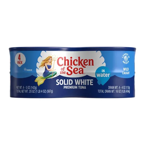 Miniatura 14 de Chicken of the Sea Atún blanco sólido prémium en agua, atún capturado en la naturaleza, lata de 5 onzas (paquete de 24)