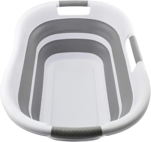 Miniatura 3 de SAMMART Cesta plegable de plástico para la ropa sucia de 30 litros (7.9 galones), contenedor de almacenamiento plegable y organizador, tina