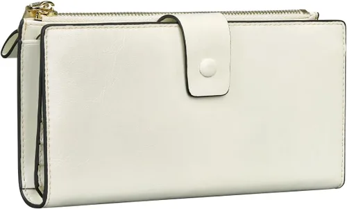 Miniatura 49 de Itslife - Cartera de piel sintética encerada para mujer con bloqueo de identificación de radio frecuencia (RFID), de gran capacidad, encerada