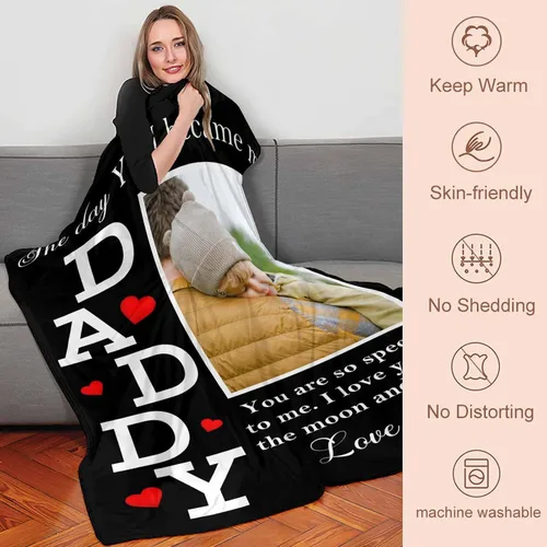 Miniatura 6 de Manta personalizada para padre con foto, regalos personalizados para papá, papá, abuelo, papá, cumpleaños, Navidad Papá Estilo 10