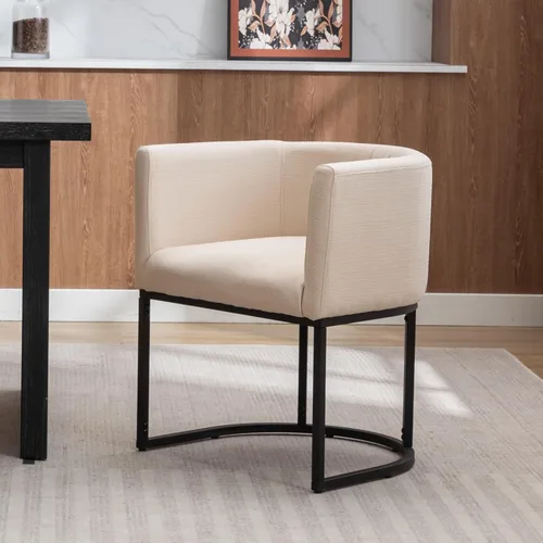 Miniatura 23 de RIVOVA Silla de Comedor Tapizada, Sillón Lateral Moderno Tipo Barril Tapizado, Sillas de Comedor Tapizadas, Cómodo Sillón, Silla Lateral de Cocina