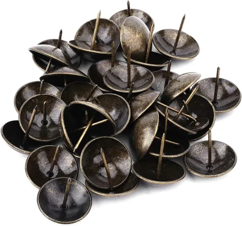 Miniatura 16 de MroMax 120 tachuelas de clavos para tapicería de 0.47 pulgadas de diámetro, hierro de estilo vintage, de metal, redondos, de 0.67 pulgadas de altura