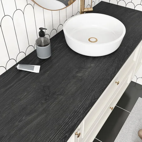 Miniatura 5 de Papel adhesivo de madera gris para encimeras, papel tapiz de madera gris mate y negro, papel tapiz de 15.7 pulgadas x 78.8 pulgadas, papel