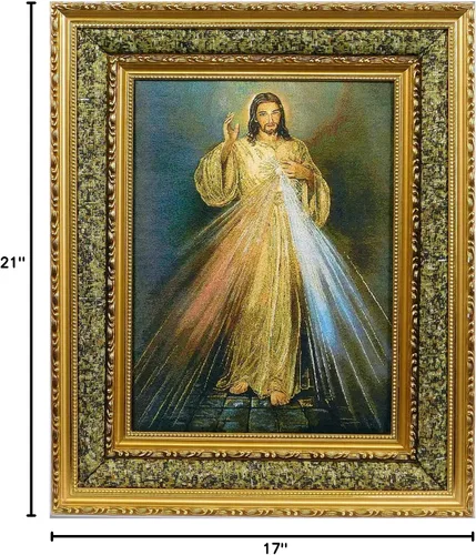 Miniatura 2 de Marco de fotos acolchado para tapiz Divine Mercy de 17 x 21 pulgadas, arte de pared para decoración del hogar, imagen divina misericordia cuadro
