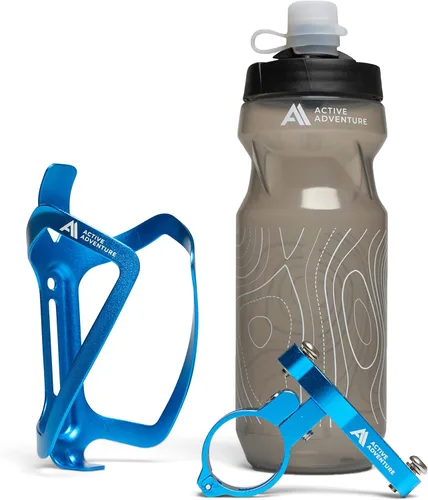 Miniatura 11 de Combo de soporte para botella de agua para bicicleta, 20 onzas, soporte para botella exprimible y jaula de montaje para bicicleta, no necesita