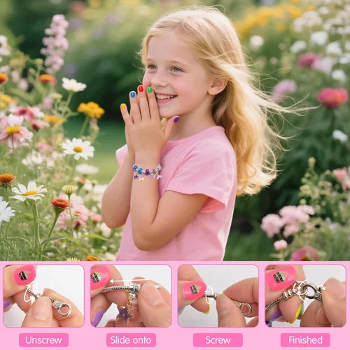 Miniatura 6 de BATTOP Juego de esmaltes de uñas para niñas – Kit de arte de uñas para niños con secador, uñas postizas, calcomanía, esmalte de uñas a base de agua