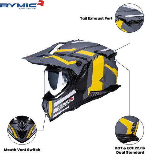 Miniatura 5 de X60 - Casco deportivo doble, casco de motocicleta de aventura con visera solar integrada, cascos para motos de nieve todoterreno para adultos