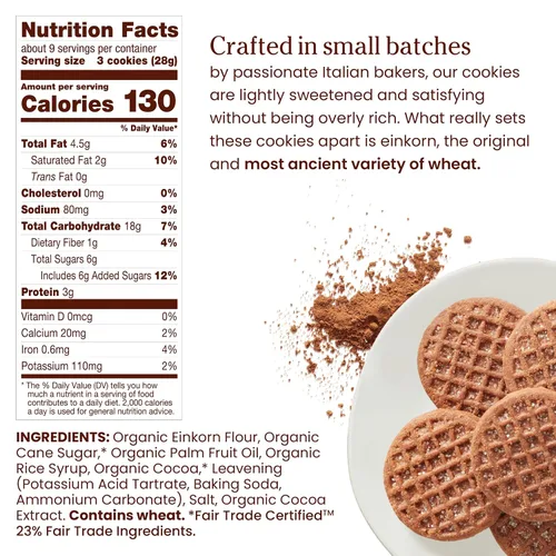 Miniatura 2 de Jovial Galletas orgánicas de cacao crujiente Einkorn – Galletas orgánicas, galletas veganas, altas en proteínas, certificado de comercio justo