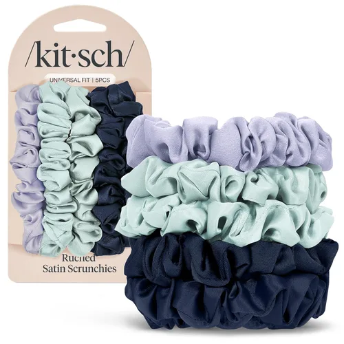 Miniatura 27 de Kitsch Coleteros de satén para mujer, sin arrugas, control de encrespamiento, más suave que la seda para todo tipo de cabello, accesorios elegantes