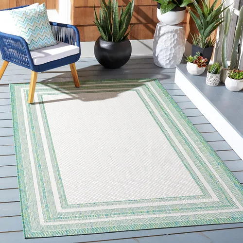 Miniatura 15 de SAFAVIEH Alfombra lavable al aire libre Courtyard Collection – 4' x 5'7", beige oscuro y beige, no desprende pelusa y fácil de limpiar, ideal