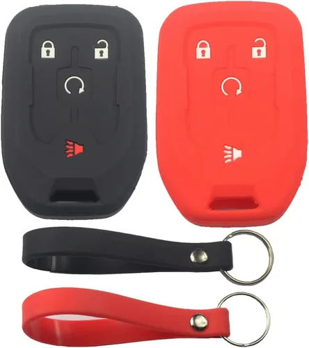 Miniatura 9 de 2 fundas de silicona de goma negra con 4 botones para llavero inteligente sin llave compatible con GMC Acadia Terrain 2017-2022, 2 piezas negro