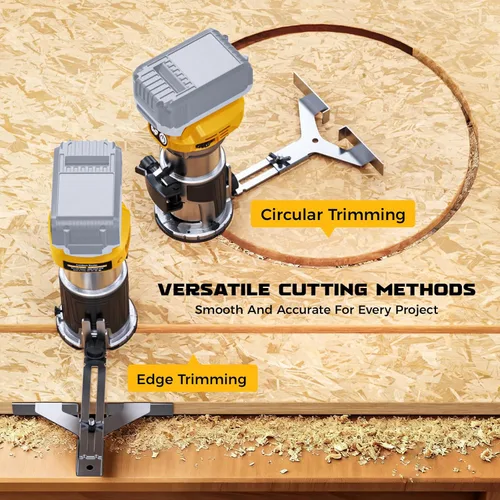 Miniatura 5 de DIYtoolifz Herramienta de enrutador inalámbrico compatible con batería DeWalt de 20 V (solo herramienta), enrutador de madera sin escobillas de 800