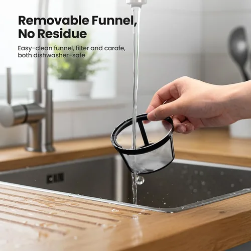 Miniatura 4 de Kismile Cafetera de 5 tazas, cafetera de goteo pequeña de 0.75 L con diseño antigoteo, protección contra quemaduras en seco, embudo de filtro