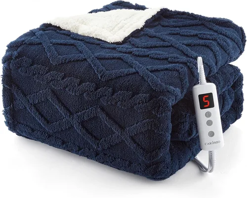Miniatura 31 de CAROMIO Manta eléctrica tamaño Queen con doble control, manta térmica gruesa de sherpa con 10 niveles de calefacción y 10 ajustes de tiempo, manta
