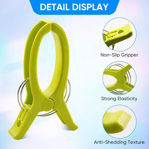 Miniatura 7 de HiGift Abrazaderas de acolchado jumbo Paquete de 8 clips extra grandes para toallas de playa Clips de plástico de apertura de 5 pulgadas