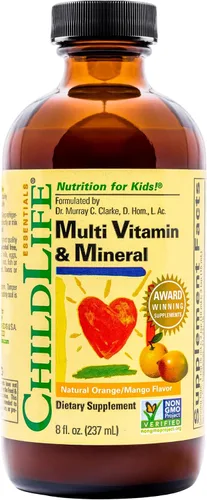 CHILDLIFE ESSENTIALS Multivitamínico y mineral para niños, vitaminas para niños, suplemento multivitamínico líquido para el bienestar de niños