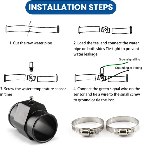 Miniatura 5 de zipelo Tubo de Junta de Temperatura del Agua, Adaptador de Sensor de Temperatura de Aleación de Aluminio para Automóvil, Abrazaderas de Adaptador