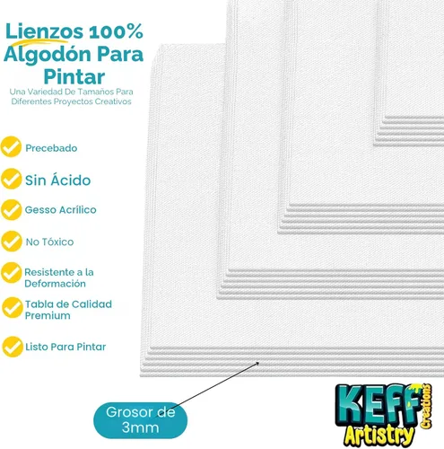 Miniatura 3 de KEFF Paquete de 24 lienzos para pintura, 6 de 5 x 7, 8 x 10, 9 x 12, 11 x 14 pulgadas, suministros de arte para adultos y niños, lienzos imprimados