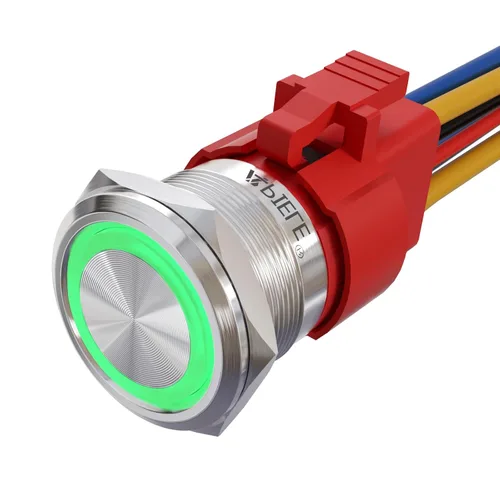 Miniatura 8 de APIELE Interruptor de botón momentáneo de 10 A, 22 mm, LED ojo de ángel, impermeable, redondo, autorresetable, 7/8'', 1NO 1NC