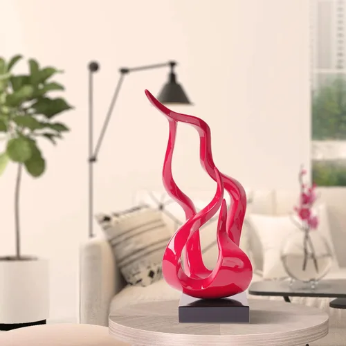 Miniatura 2 de Escultura abstracta decoración de arte moderno regalo estatua de llama sagrada para estantería, mesa, escritorio, oficina, rojo, 16.5 pulgadas
