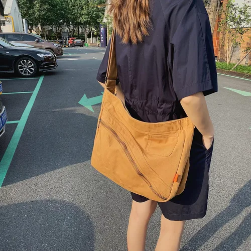 Miniatura 4 de Bolso cruzado de lona para mujer, bolso de hombro casual, bolsa de mano, bolsa de mensajero, bolsa cruzada para la escuela y el trabajo