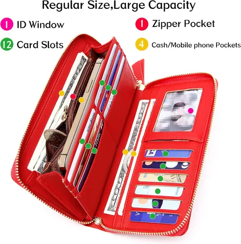 Miniatura 2 de YOUBDM Cartera de mano para mujer con soporte para tarjeta de crédito, cartera de cuero suave con correa para la muñeca