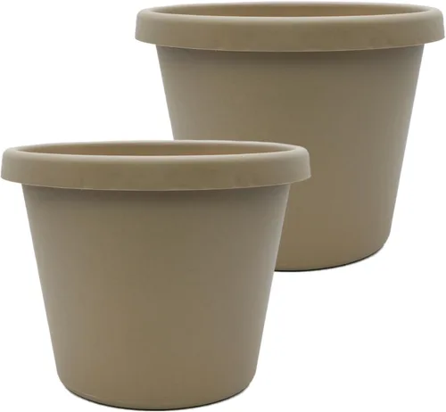 Miniatura 27 de The HC Companies Maceta redonda de plástico Prima con borde enrollado - Maceta para flores ligera y resistente a los rayos UV para hierbas y más