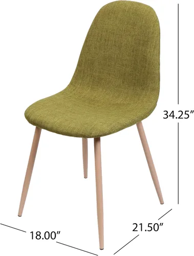 Miniatura 3 de Great Deal Furniture Camden - Sillas de comedor de tela verde de mediados de siglo con patas de madera de nogal claro (juego de 2), (303204)