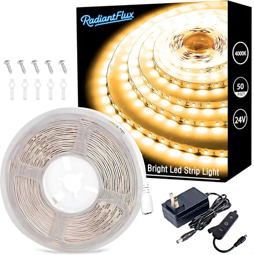 Miniatura 31 de RadiantFlux Tira de Luz Púrpura, Tira de Luz LED Púrpura Flexible de 30 Pies con Kit, 540 Perlas de Lámpara, Luz LED de 24V, No Impermeable