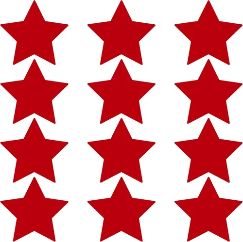 Miniatura 40 de LiteMark Durable Stars, calcomanía roja brillante de 5.5 pulgadas, uso en hormigón liso, azulejos, vidrio, paquete de 8 estrellas Rojo