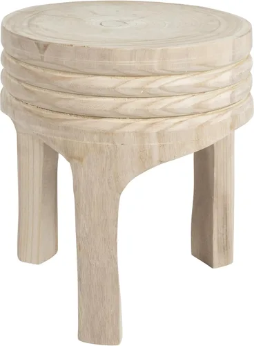 Miniatura 3 de Creative Co-Op Taburete de madera de Paulownia tallada a mano, estilo bohemio, natural