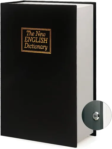 Miniatura 12 de Caja Fuerte de Libro de Cuero (Tamaño 8.7"×6"×2") Secreto de Papel Real para Joyas, Dinero y Efectivo, Caja Fuerte de Libro de Distracción, Hueca