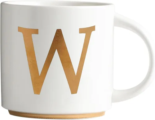 Miniatura 20 de COLLECTIVE HOME - Tazas de cerámica con monograma, tazas de café con inicial dorada de 15 onzas, elegantes tazas de té del alfabeto, elegante taza p