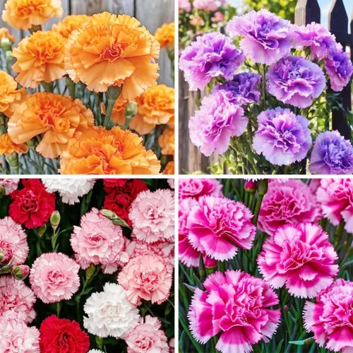 1000 semillas de clavel – Fragantes rosas de clavel, mezcla de reliquia con 8 colores, flores de tallo largo para ramos, floración continua, atrae