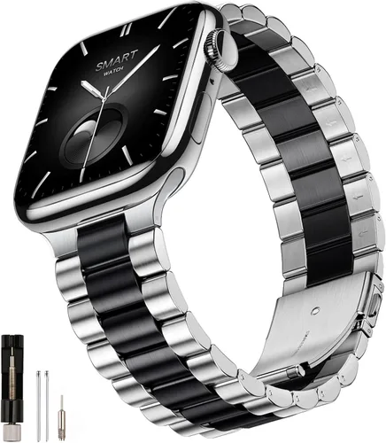 Miniatura 11 de SUNFWR Compatible con Apple Watch Band 40mm 41mm 38mm 42mm (Series 10 11) para Mujeres y Hombres, Correa de Acero Inoxidable para iWatch para Apple