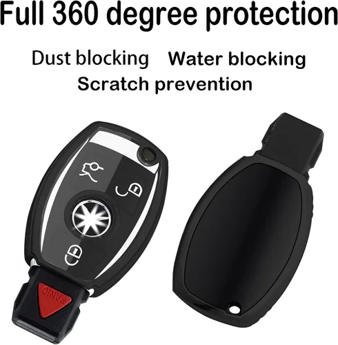 Miniatura 2 de Kirsnda Funda para llavero Mercedes Benz, con llavero, TPU suave para proteger la carcasa de la llave del automóvil, ajuste C E S G-Class, ect