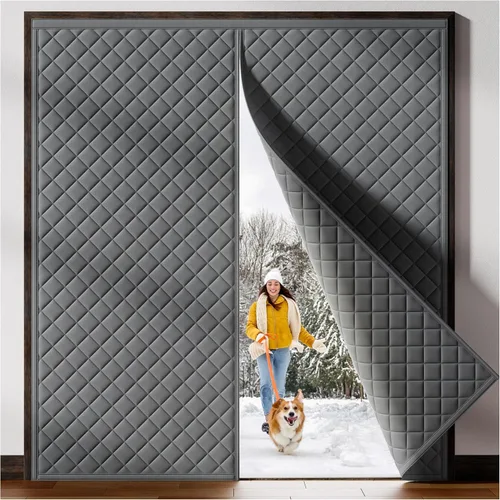Miniatura 9 de HADOR Cortina Magnética con Aislamiento Térmico para Puerta que se Ajusta a Puertas de 36" x 96", Tela Oxford Acolchada con Relleno de Algodón