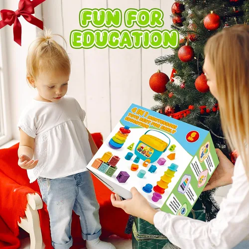 Miniatura 6 de Juguetes Montessori para Bebés de 6 a 18 Meses con Clasificador de Formas Sensoriales, Juguete de Juego de Correspondencia, Anillos Apilables