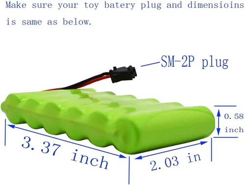 Miniatura 3 de Blomiky Batería AA recargable Ni-MH de 7.2 V 2200 mAh con enchufe negro SM-2P y cable USB para versión antigua 15 canales 2.4G Huina 1550 550 RC