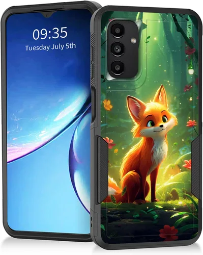 Miniatura 100 de Funda para Galaxy A14 5G, resistente de doble capa híbrida de policarbonato duro, goma suave, a prueba de golpes, funda protectora resistente