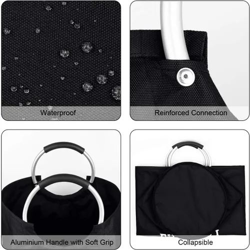 Miniatura 4 de Dalykate - Cesta de lavandería plegable de tela Oxford de 82 litros con asas para ropa, plegable y resistente al agua, cesta de ropa sucia, Blossom